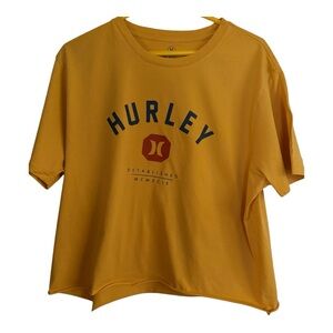 Unisex Hurley Blue Logo Yellow Tee